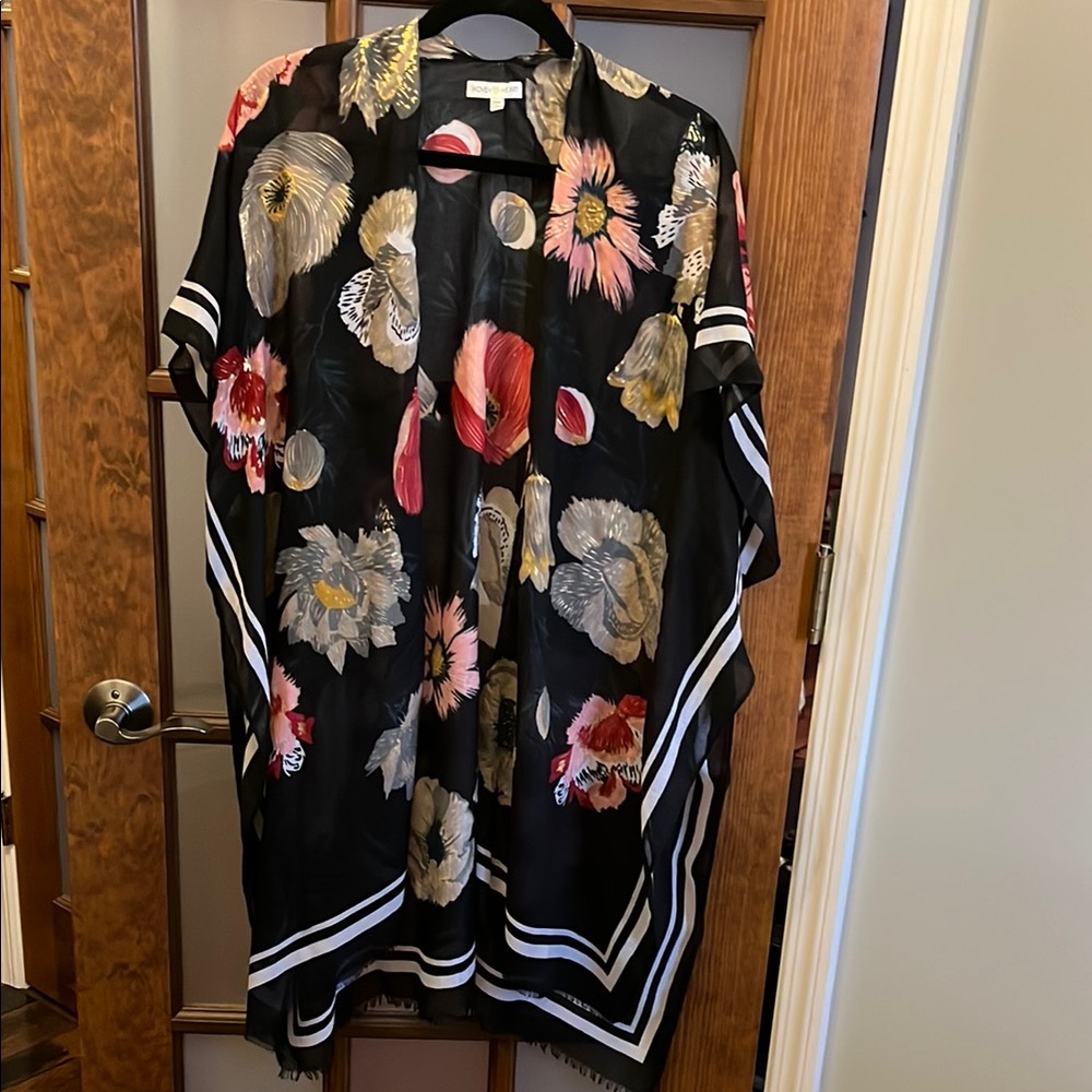 Floral Black Kimono